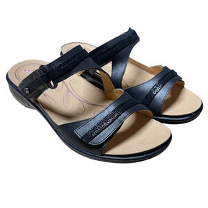 Revere Rio Women's Adjustable Slide Onyx Black Lizard Size 12W New in Box